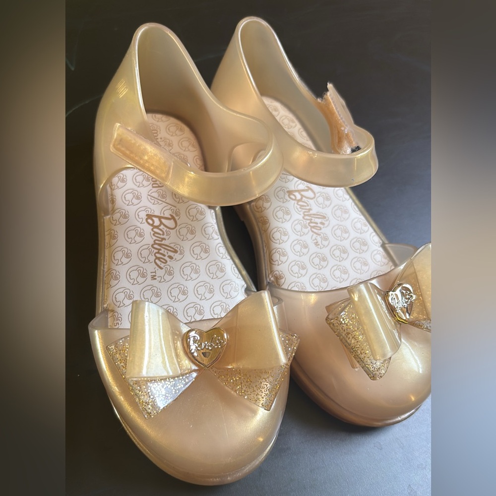 Mini Melissa Gold Glitter Bow Shoes - Size 9